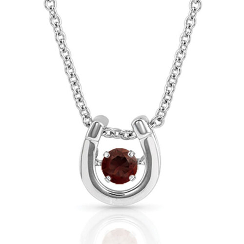 Montana Jewellery Dancing Birthstone Horseshoe Necklace (NC4742-JAN) Garnet CZ