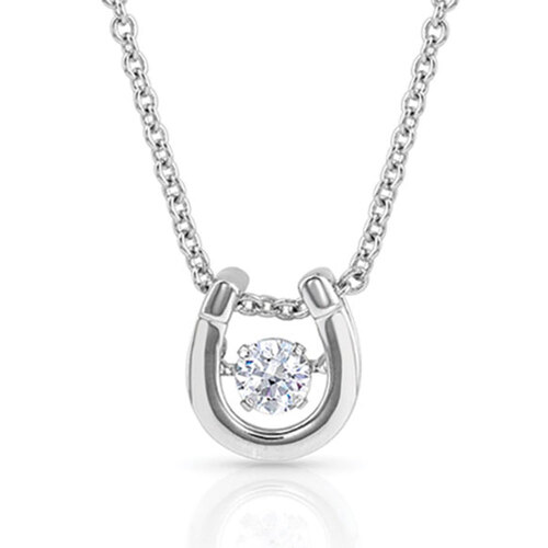 Montana Jewellery Dancing Birthstone Horseshoe Necklace (NC4742-APR) Diamond CZ