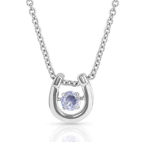 Montana Jewellery Dancing Birthstone Horseshoe Necklace (NC4742-JUN) Alexandria CZ