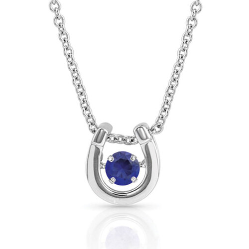 Montana Jewellery Dancing Birthstone Horseshoe Necklace (NC4742-SEP) Sapphire CZ