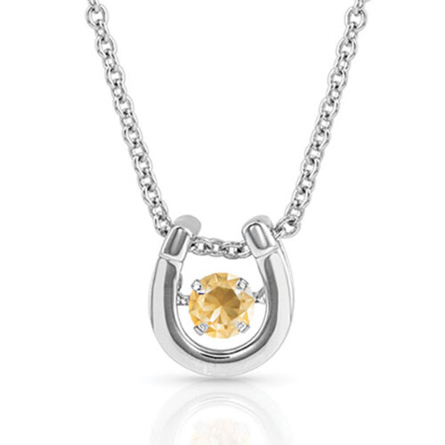 Montana Jewellery Dancing Birthstone Horseshoe Necklace (NC4742-NOV) Topaz CZ