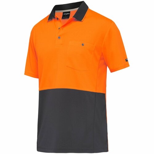 KingGee Hi Vis Workcool Hyperfreeze Spliced S/S Polo (K54205) Orange/Navy M