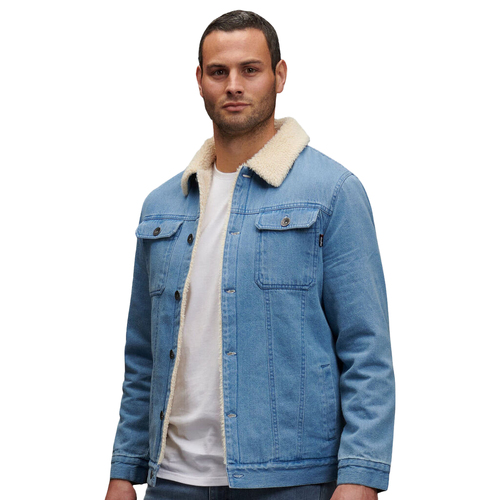 KingGee Mens Urban Denim Sherpa Jacket (K15041) Indigo S [GD] [SD]