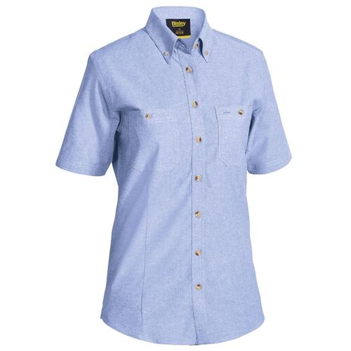 Bisley Womens S/S Chambray Shirt (BL1407_BWED) Blue 6 [SD]