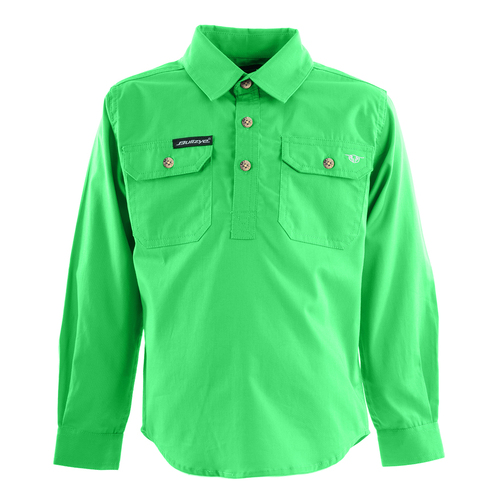 Bullzye Childrens Lightweight Half Button Work Shirt (BCP7101120) Bright Green 8