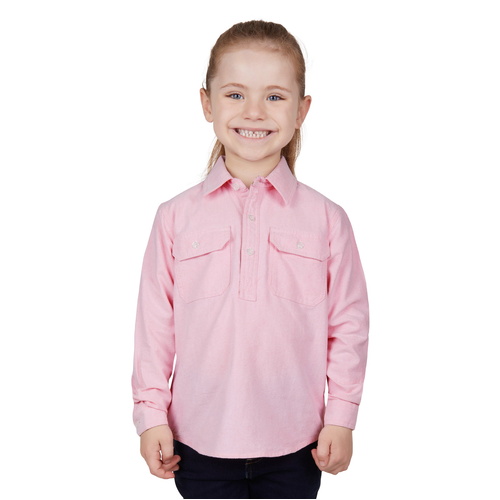 Hard Slog Childrens Jas Half Button L/S Shirt (H4W7101209) Pink 14 [SD]