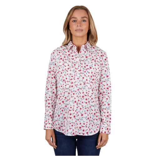 Hard Slog Womens Pearl Half Button L/S Shirt (H4S2101048) White 8