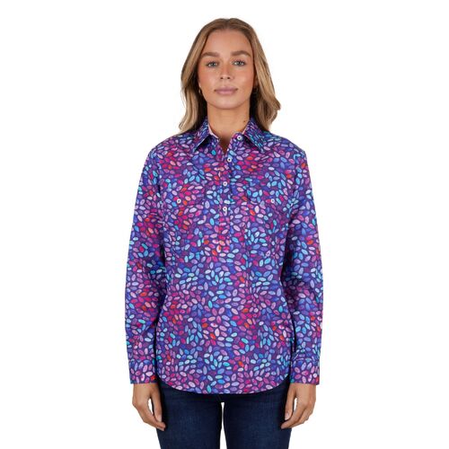 Hard Slog Womens June Half Button L/S Shirt (H4S2101049) Navy 8