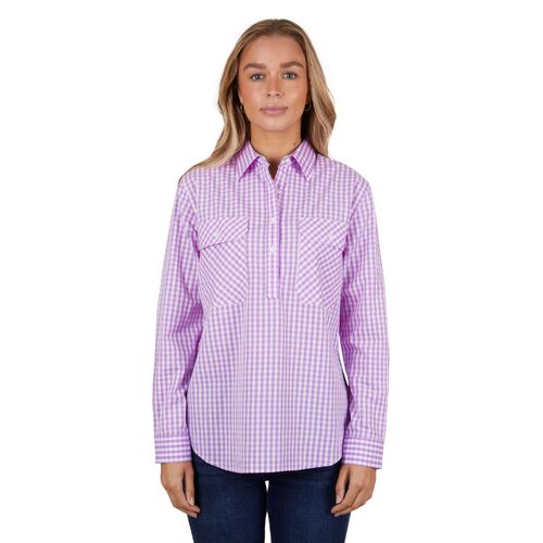 Hard Slog Womens Ayla Half Button L/S Shirt (H4S2101058) Lavender 8