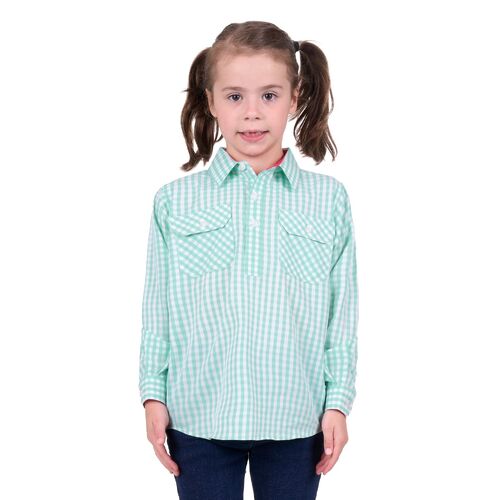 Hard Slog Childrens Lize Half Button L/S Shirt (H4S7101057) Teal 2