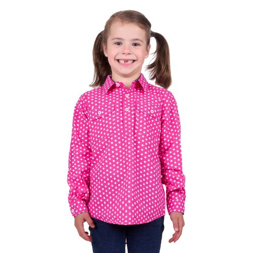 Hard Slog Childrens Kelly Half Button L/S Shirt (H4S7101045) Pink 2