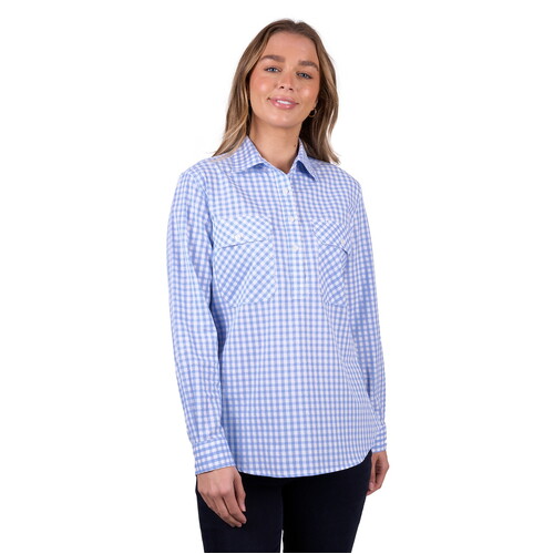 Hard Slog Womens Rux Half Button L/S Shirt (H5W2101177) Blue 10