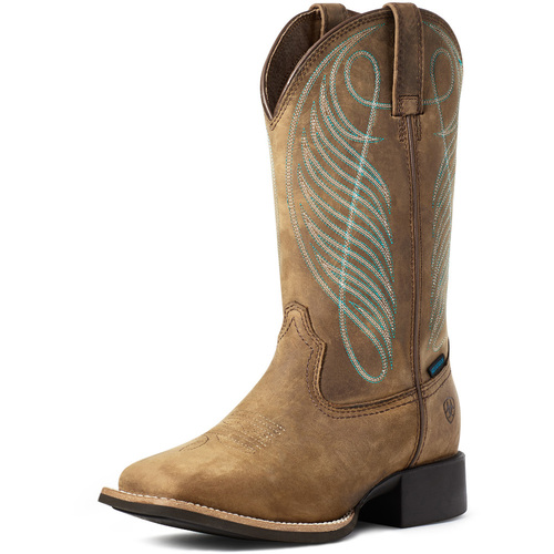 Ariat Womens Round Up Wide Square Toe H2O Western Boots (10036041) Distressed 8.5C [SD]