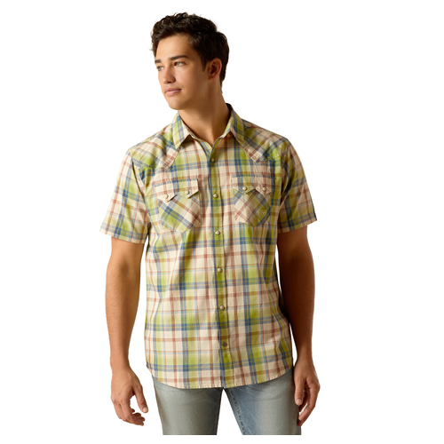 Ariat Mens Hinston Retro Snap S/S Shirt (10051307) Sandshell S