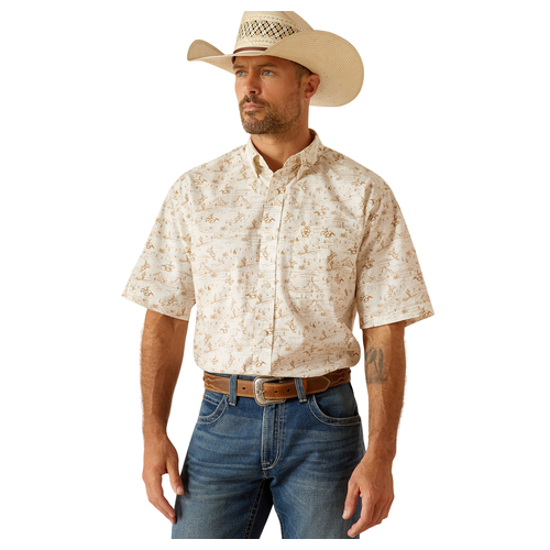 Ariat Mens Edison S/S Shirt (10051258) Tan S