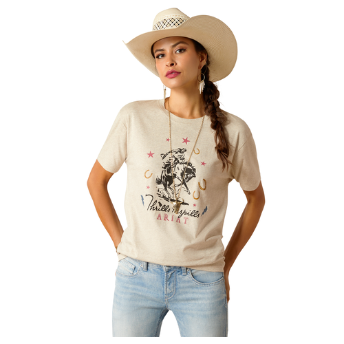 Ariat Womens Thrills N Spills S/S Tee (10051301) Oatmeal Heather M