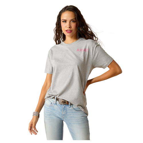 Ariat Womens Cactus Rose S/S Tee (10051496) Heather Grey S