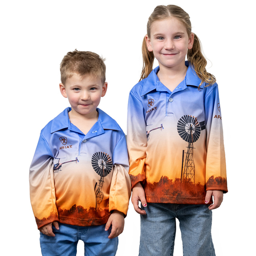 Ariat Childrens L/S Fishing Shirt (4008CLSP) Windmill 4