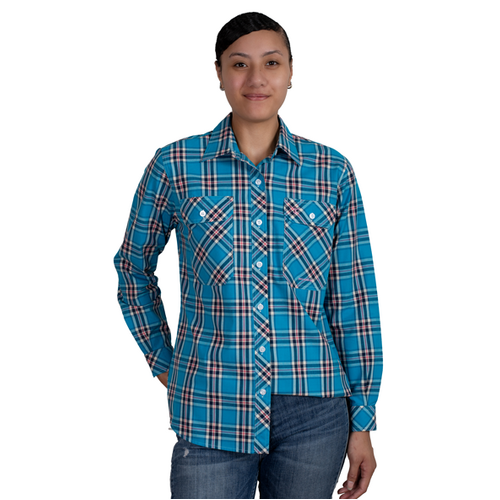 Just Country Womens Abbey Full Button L/S Print Shirt (WWLS2449) Blue Jewel Plaid 8 [GD]