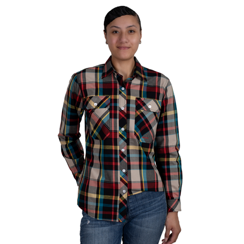 Just Country Womens Abbey Full Button L/S Print Shirt (WWLS2464) Vintage Plaid 10 [GD]