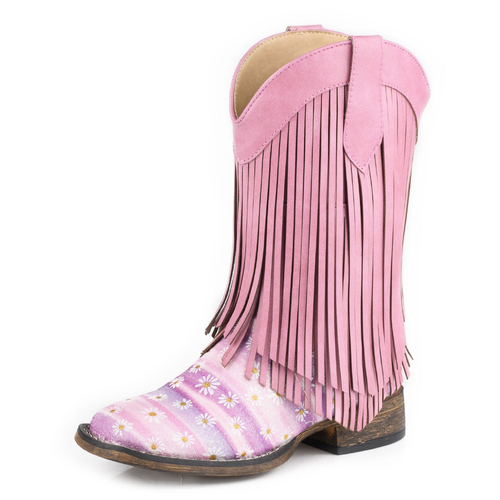 Roper Childrens Double Fringe Western Boots (18903502) Pink 9