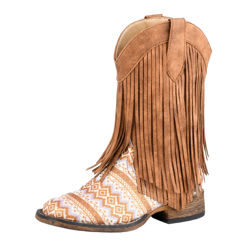 Roper Childrens Double Fringe Western Boots (18903503) Tan 9