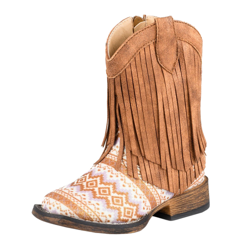 Roper Toddlers Double Fringe Western Boots (17903503) Tan 5