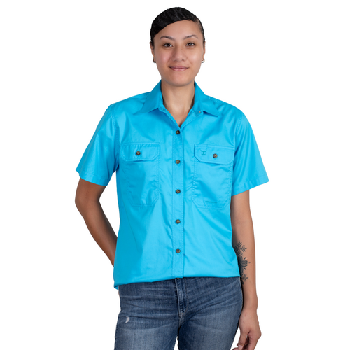 Just Country Womens Maggie S/S Full Button Work Shirt (50504SKY) Sky S/10