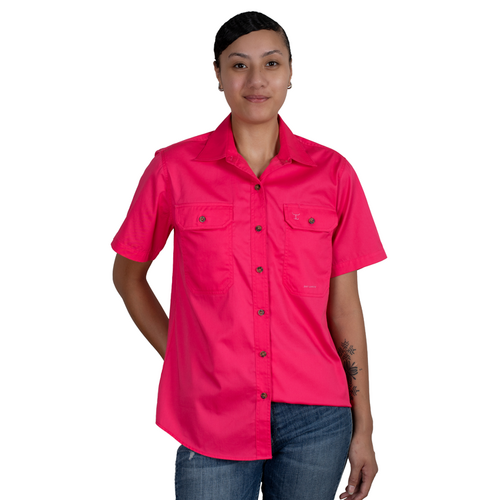 Just Country Womens Maggie S/S Full Button Work Shirt (50504HPK) Hot Pink XS/8