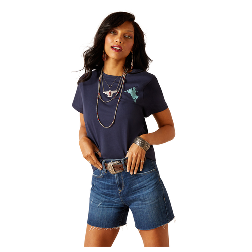 Ariat Womens Bronco S/S Tee (10048644) Navy XS