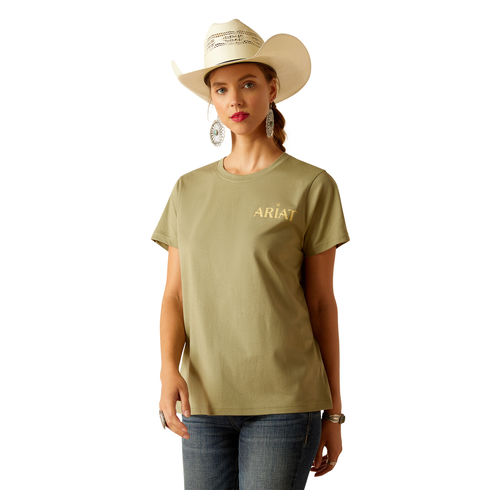 Ariat Womens Desert Scene S/S Tee (10048683) Oil Green XS