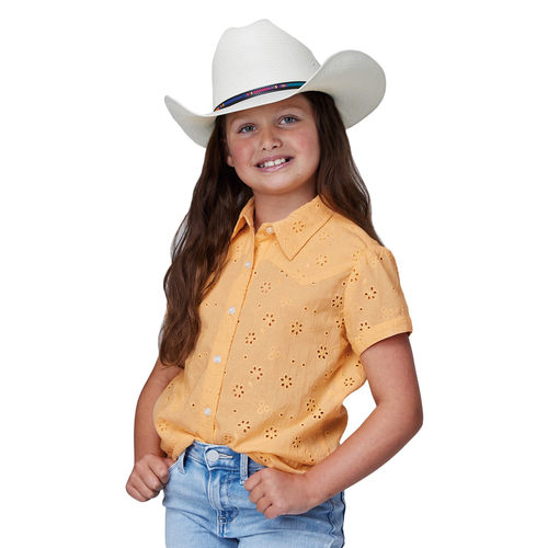 Roper Girls Five Star Collection S/S Shirt (81592040) Solid Yellow XS