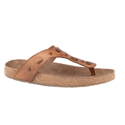 Roper Womens Miranda Thong Sandals (21607444) Tan Burnished Leather 6