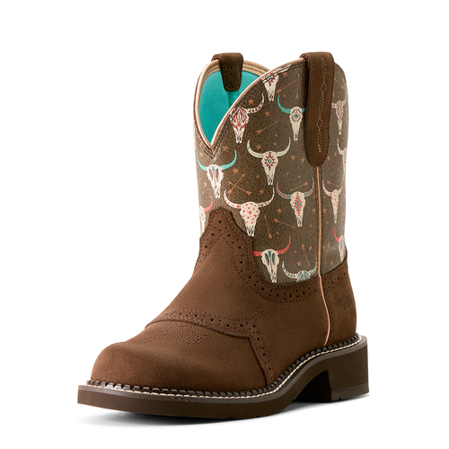 Ariat Womens Fatbaby Heritage Farrah Western Boots (10053635) Barley/Boho Skull Print 6B