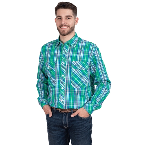 Just Country Mens Austin L/S Full Button Print Shirt (MWLS2495) Ivy Green Plaid S