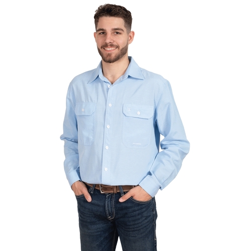 Just Country Mens Austin L/S Full Button Shirt (MWLS2490) Light Blue Chambray M