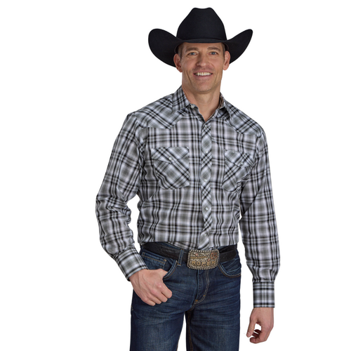 Roper Mens Karman Classic 55/45 L/S Shirt (01101068) Plaid Grey S