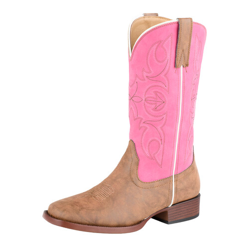 Roper Womens Ainsley Western Boots (21191505) Tan/Pink 7.5