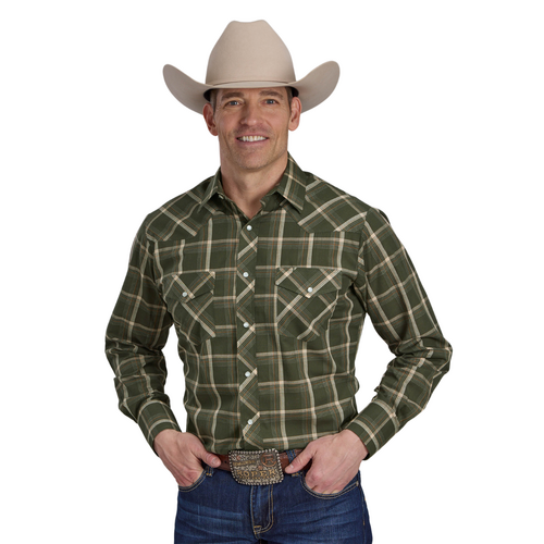 Roper Mens Karman Classic 55/45 Collection L/S Shirt (01101069) Plaid Green L