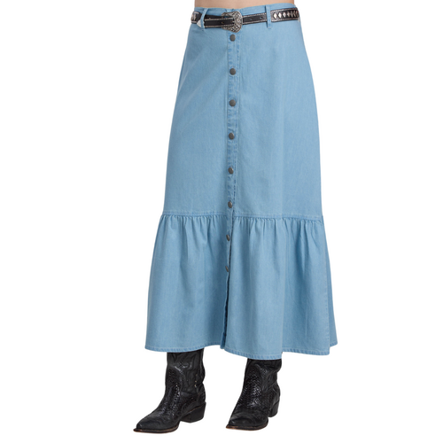 Roper Womens Studio West Collection Maxi Skirt (60594004) Solid Blue S