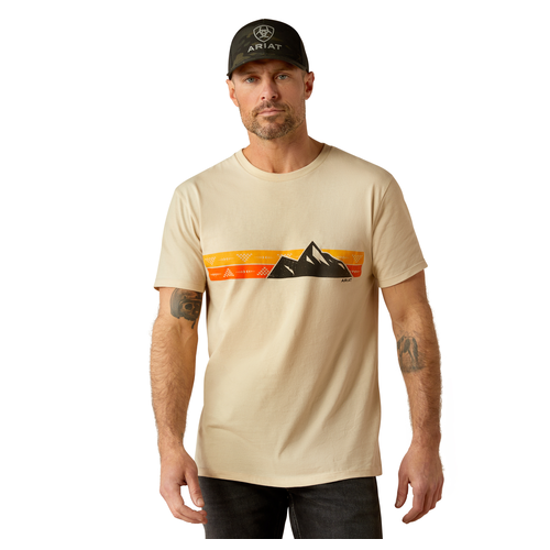 Ariat Mens Southwest Mountain Stripe S/S Tee (10053996) Natural M