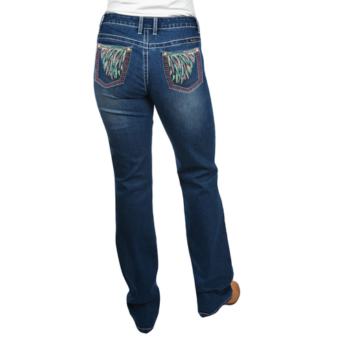 Pure Western Womens Skylar Relaxed Rider Jeans - 36 Leg (PCP2210504) True Blue 8 [SD]