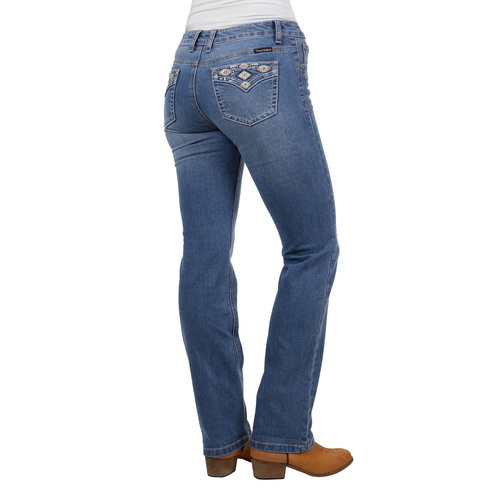 Pure Western Womens Gia Hi Rise Bootcut Jeans - 34 Leg (PCP2213848) Retro Blue 8