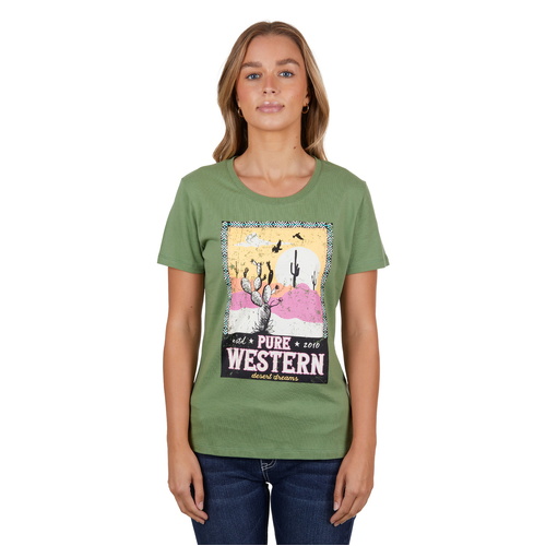 Pure Western Womens Lauren S/S Tee (P4S2598996) Moss 8