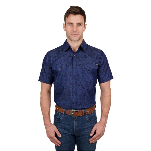 Pure Western Mens Drew S/S Shirt (P4S1102956) Denim S