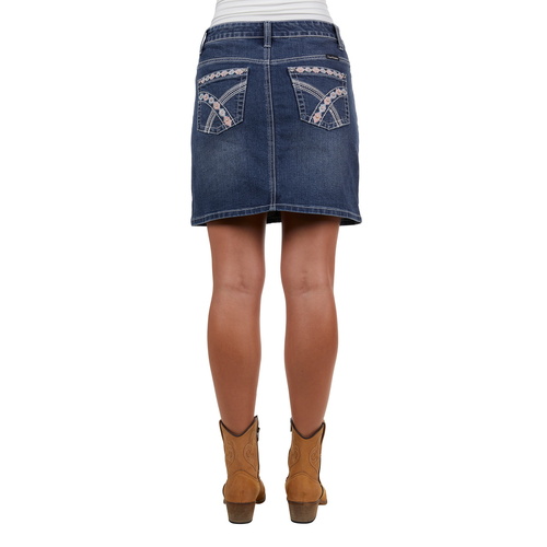 Pure Western Womens Davina Denim Skirt (PCP2407854) Indigo 6