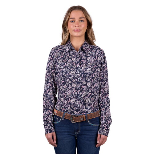 Pure Western Womens Hannah L/S Shirt (P5W2127050) Navy 8