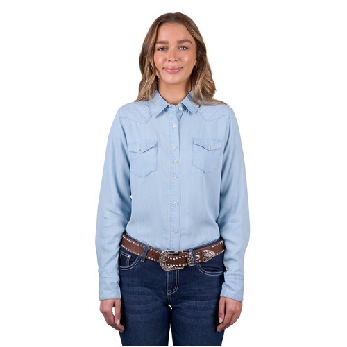 Pure Western Womens Wanda L/S Shirt (P5W2127060) Blue 8