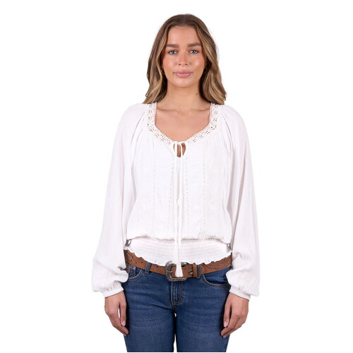 Pure Western Womens Nelly L/S Blouse (P5W2543016) Ivory 8