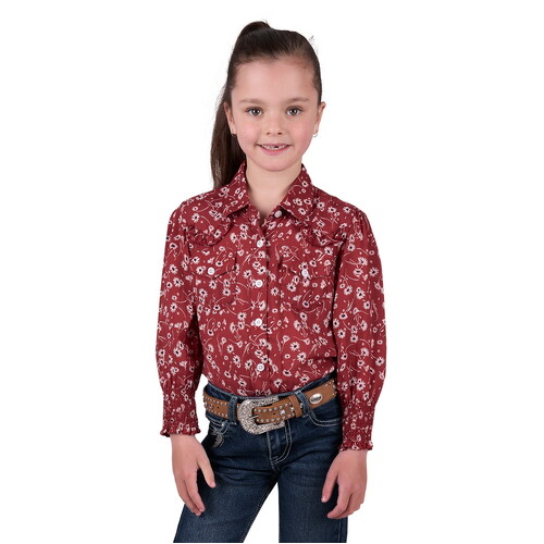 Pure Western Girls Tahnee L/S Shirt (P5W5140001) Rust 2